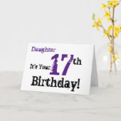Daughte's 17e verjaardag groet in zwart, paarse. kaart (Gele Bloem)