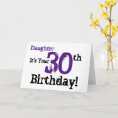 Daughte's 30ste verjaardagsgroet in zwart, paarse. kaart (Gele Bloem)