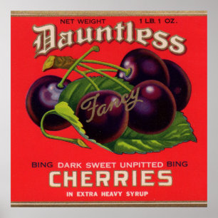 Dauntless Cherries in Heavy Syrup uit de jaren '30 Poster