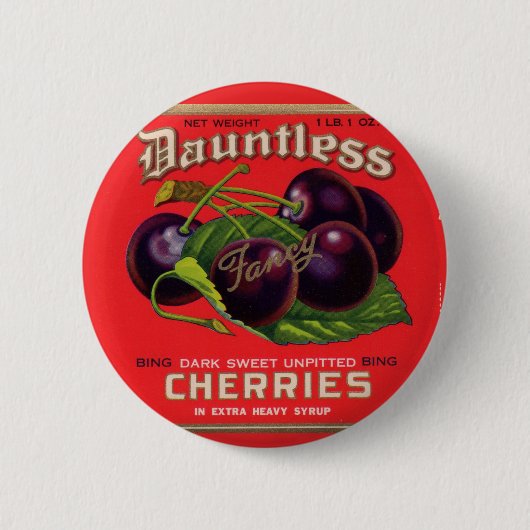 Dauntless Cherries in Heavy Syrup uit de jaren '30 Ronde Button 5,7 Cm (Voorkant)