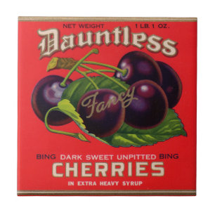 Dauntless Cherries in Heavy Syrup uit de jaren '30 Tegeltje
