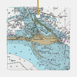 Dauphin Island AL Chart Keramisch Ornament