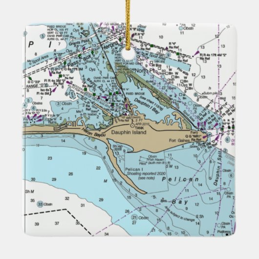 Dauphin Island AL Chart Keramisch Ornament (Achterkant)