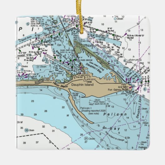 Dauphin Island AL Chart Keramisch Ornament (Voorkant)