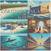 Dauphin Island Alabama 3 inch Vinyl Sticker (Voorkant)