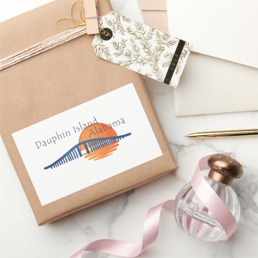 Dauphin Island Alabama bridge and sunset. Rechthoekige Sticker (Geschenken)
