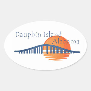 Dauphin Island, Alabama bridge en sunset Ovale Sticker