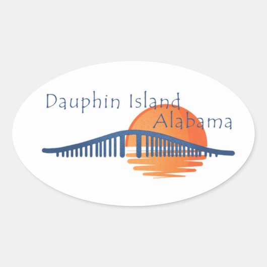 Dauphin Island, Alabama bridge en sunset Ovale Sticker (Voorkant)