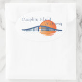 Dauphin Island, Alabama bridge en sunset Ovale Sticker (Tas)