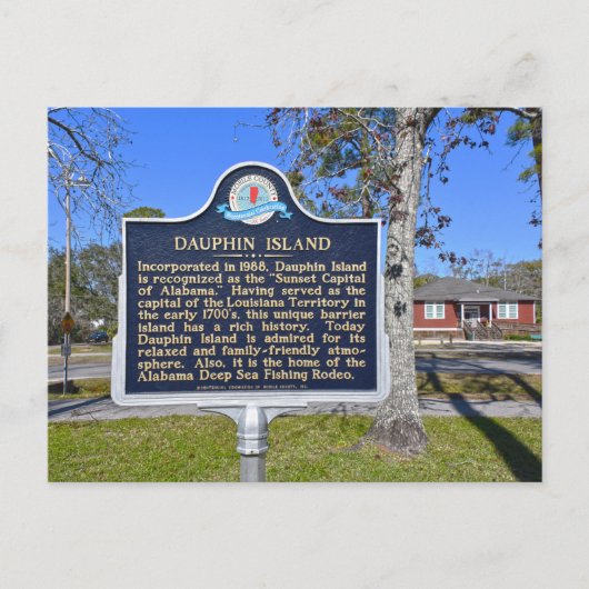 Dauphin Island, Alabama, Historic Sign Briefkaart (Voorkant)