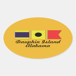 Dauphin Island Alabama Maritiem Signaal Vlag Ovale Sticker