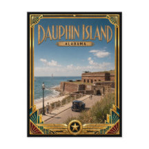 Dauphin Island Alabama Vintage Art Deco Gouden Tij