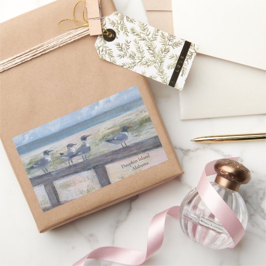 Dauphin Island Seagulls Rechthoekige Sticker (Geschenken)