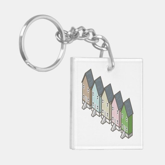 Dauphin Island Vishuizen en zonsondergang Sleutelhanger (Voorkant Links)