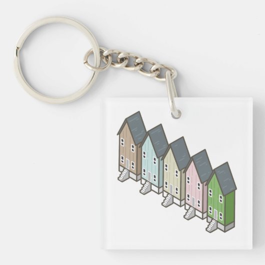 Dauphin Island Vishuizen en zonsondergang Sleutelhanger (Voorkant)