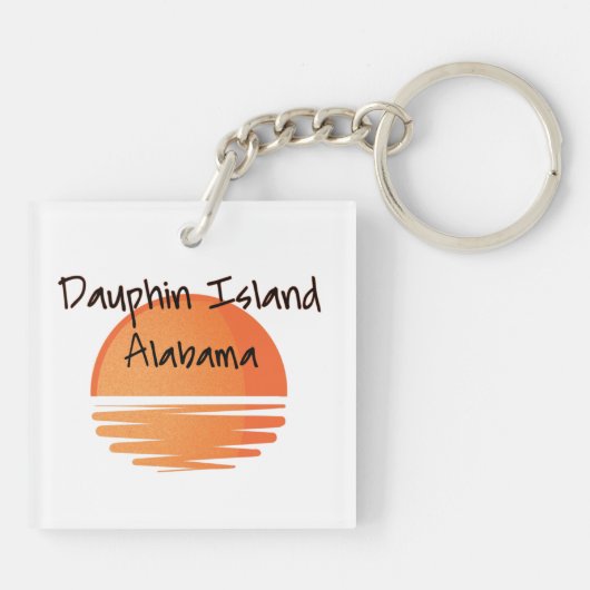 Dauphin Island Vishuizen en zonsondergang Sleutelhanger (Achterkant)