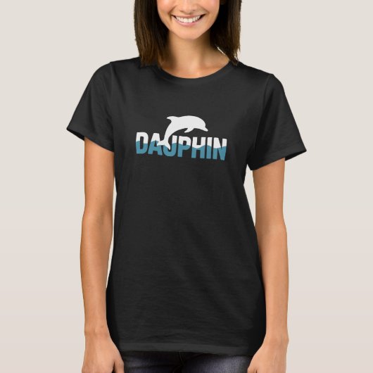 Dauphin Minimalist Dolphin Typography Design T-shirt (Voorkant)
