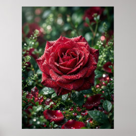 Dauw Roos Luxe Macro Bloei Poster