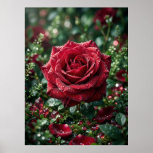 Dauw Roos Luxe Macro Bloei Poster