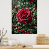Dauw Roos Luxe Macro Bloei Poster (Keuken)