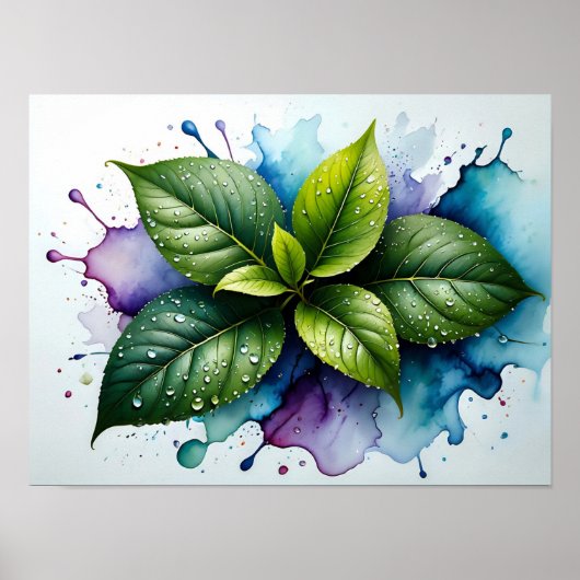 Dauwdoordrenkt Groen Poster (Voorkant)