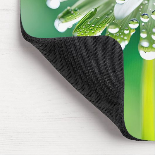 Dauwdruppels op Daisy Muismat (Hoek)