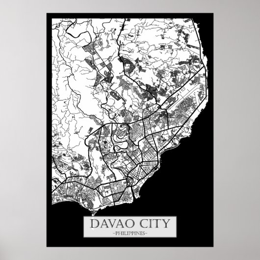 Davao City Philippines City Map Poster (Voorkant)