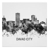 Davao City Philippines Skyline BW Perfect Poster (Voorkant)