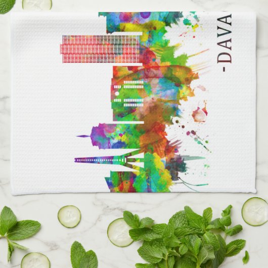 Davao City Philippines Skyline Theedoek (Gevouwen)