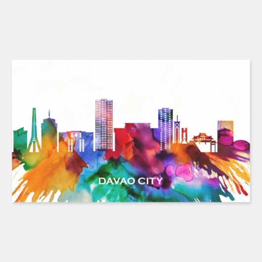 Davao City Skyline Rechthoekige Sticker (Voorkant)