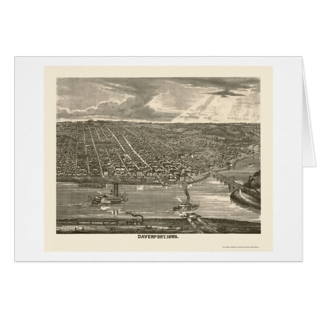 Davenport, IA Panoramic Map - 1875a (Voorkant Horizontaal)