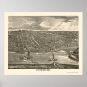 Davenport, IA Panoramic Map - 1875a Poster (Voorkant)