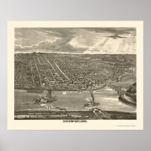 Davenport, IA Panoramic Map - 1875a Poster