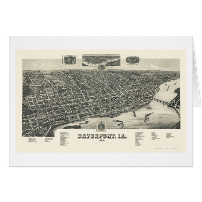 Davenport, IA Panoramic Map - 1888 (Voorkant Horizontaal)
