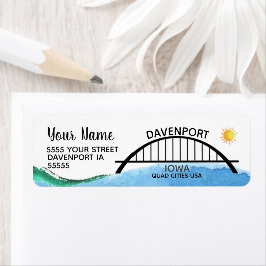 Davenport Iowa Adresetiketten Etiket (Insitu)