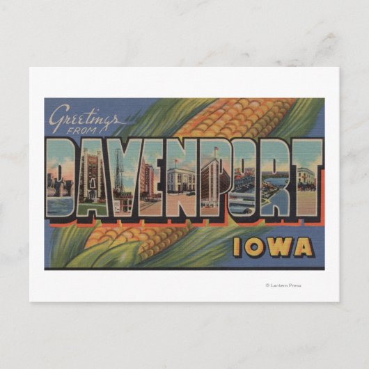 Davenport, Iowa (Corn) - Grote letterscènes Briefkaart (Voorkant)