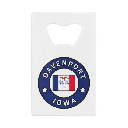 Davenport Iowa Creditkaart Flessenopener (Voorkant)