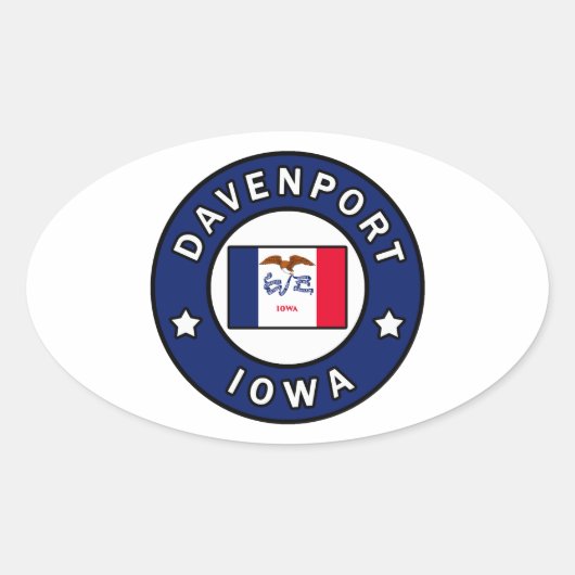 Davenport Iowa Ovale Sticker (Voorkant)