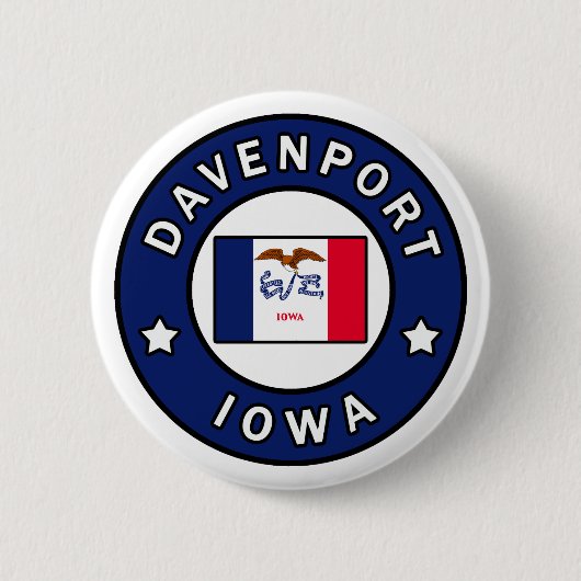 Davenport Iowa Ronde Button 5,7 Cm (Voorkant)