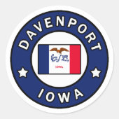 Davenport Iowa Ronde Sticker (Voorkant)