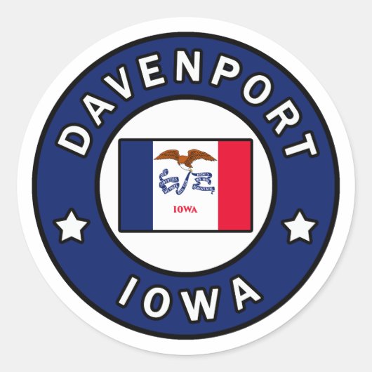 Davenport Iowa Ronde Sticker (Voorkant)