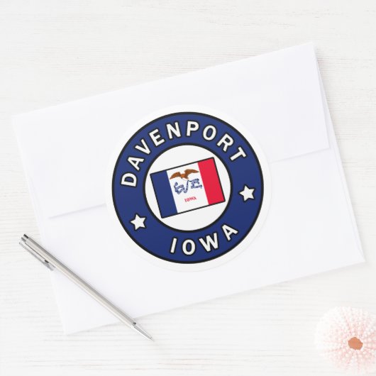 Davenport Iowa Ronde Sticker (Envelop)