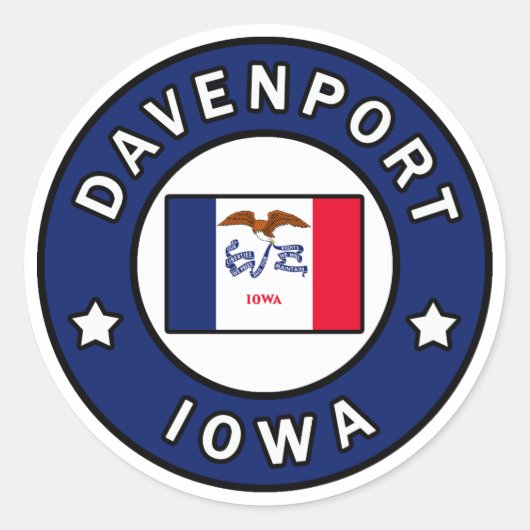 Davenport Iowa Ronde Sticker (Voorkant)