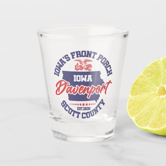 Davenport, Iowa Shot Glas (Voorkant)