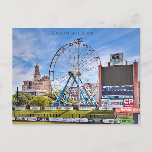 Davenport Iowa Skyline Briefkaart (Voorkant)