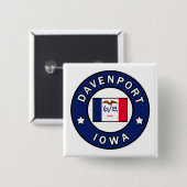 Davenport Iowa Vierkante Button 5,1 Cm (Voorkant /achterkant)