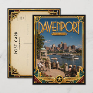 Davenport Iowa Vintage Art Deco Gouden Tijdperk Briefkaart