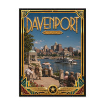 Davenport Iowa Vintage Art Deco Gouden Tijdperk