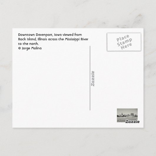 Davenport, Iowa, VS Briefkaart (Achterkant)