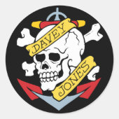 Davey Jones Tattoo Ronde Sticker (Voorkant)